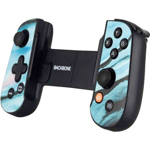 Aqua Blue Marble Ink Backbone One for iPhone Game Controller Skin